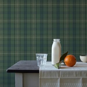 Wallpaper Austin Green Plaid Rustic